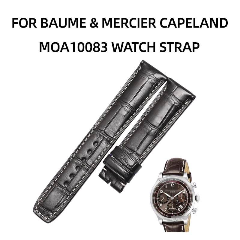 Correa de reloj de piel de cocodrilo para BAUME & MERCIER CAPELAND MOA10083