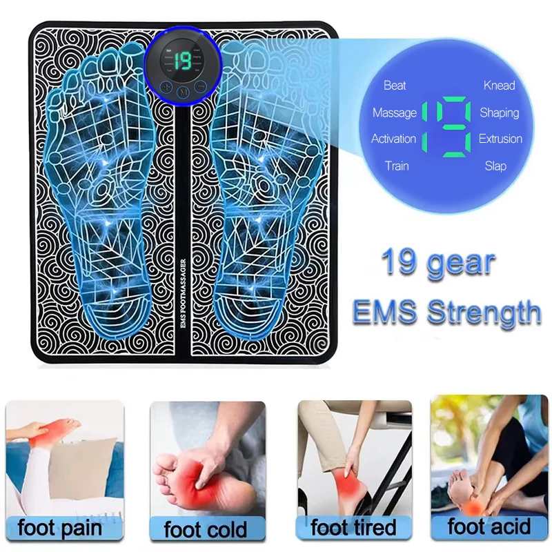 Foot Massager Stimulation Pad Electric Foot Massage With Remote 8 Mode 19 Levels of Strength Lightweight Relieve Foot Pressure