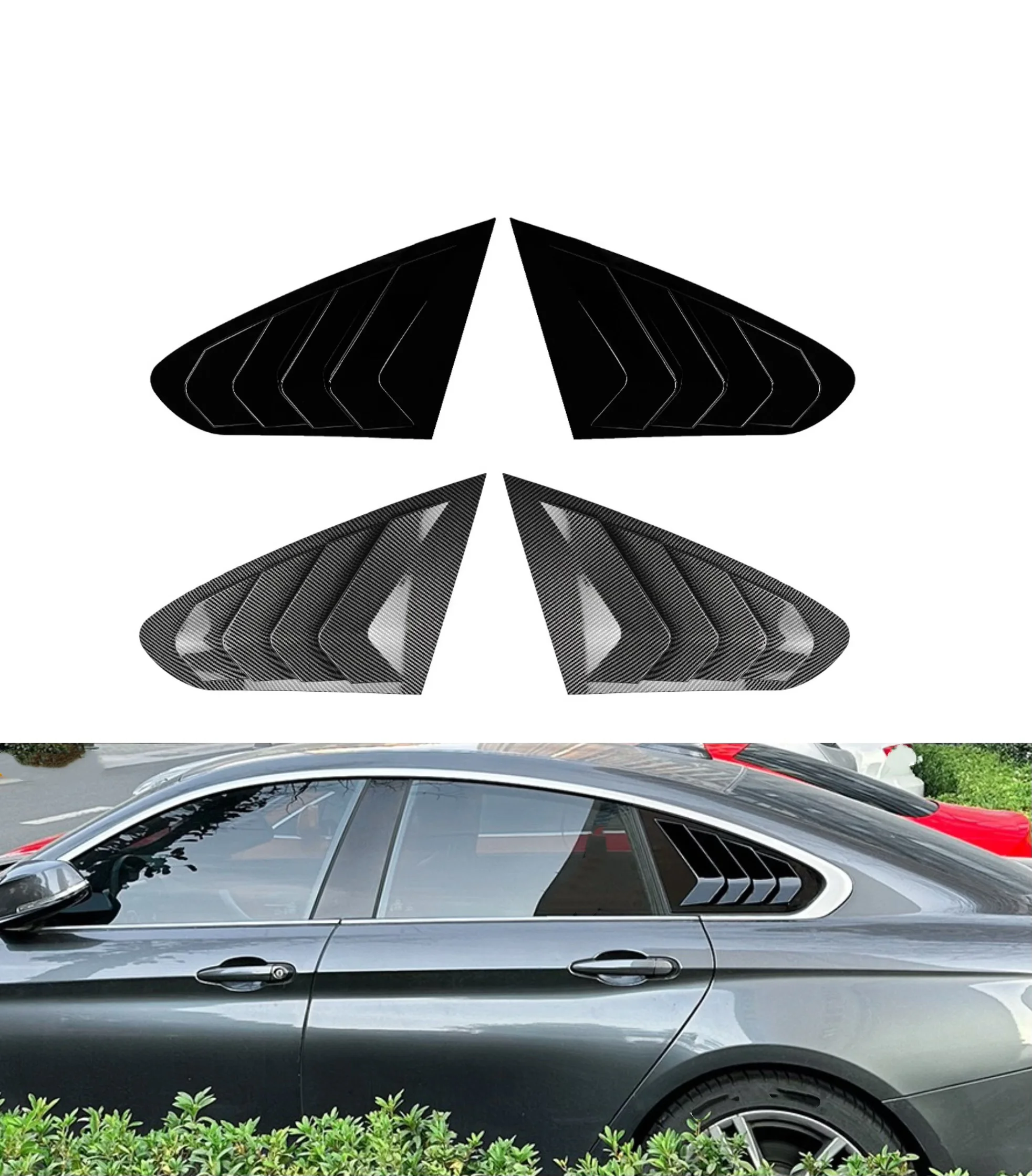 

Car Rear Window Shutter Cover Trim Fit For BMW 4 Series F36 2014-2020 Glossy black Carbon Fiber look