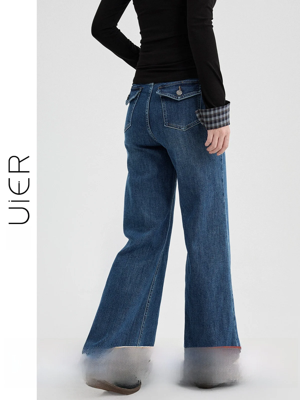 

Blue High Waist Slimming Bell Bot Jeans Women's Spring 2026 New Vintage High Waist Bell Bot by Guier