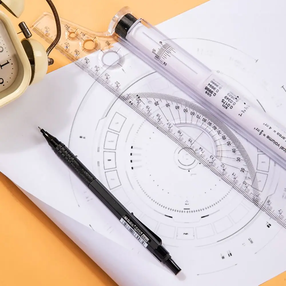 Transparent Parallel Roller Ruler High Quality Plastic 15/30CM Stationery Scale Angle Balance Ruler Students