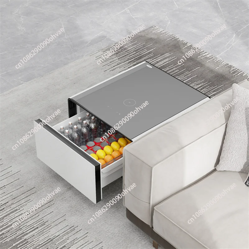 

Smart Side Tea Table Living Room Furniture With Wireless Charging Refrigerated Drawer Smart Coffee Table