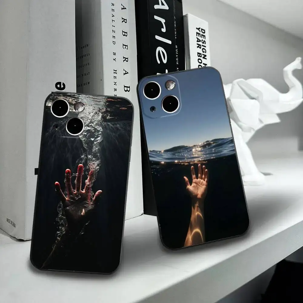 

Aestheticism seawater Phone Case For iPhone16,15,14,13,12 Mini 11 Pro XR,X,XS,MAX 7,8 Plus Silicone Cover Soft Black