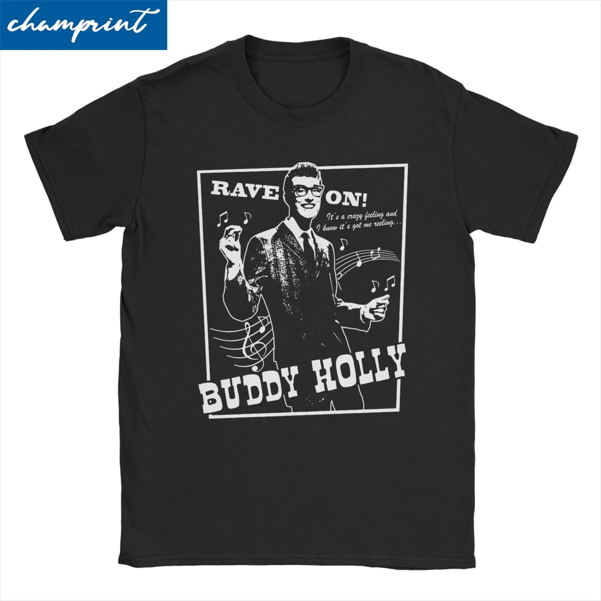 Buddy Holly Rock Music T-Shirt for Men Women Rap Funny Cotton Tee Shirt Round Neck Short Sleeve T Shirt Unique Tops