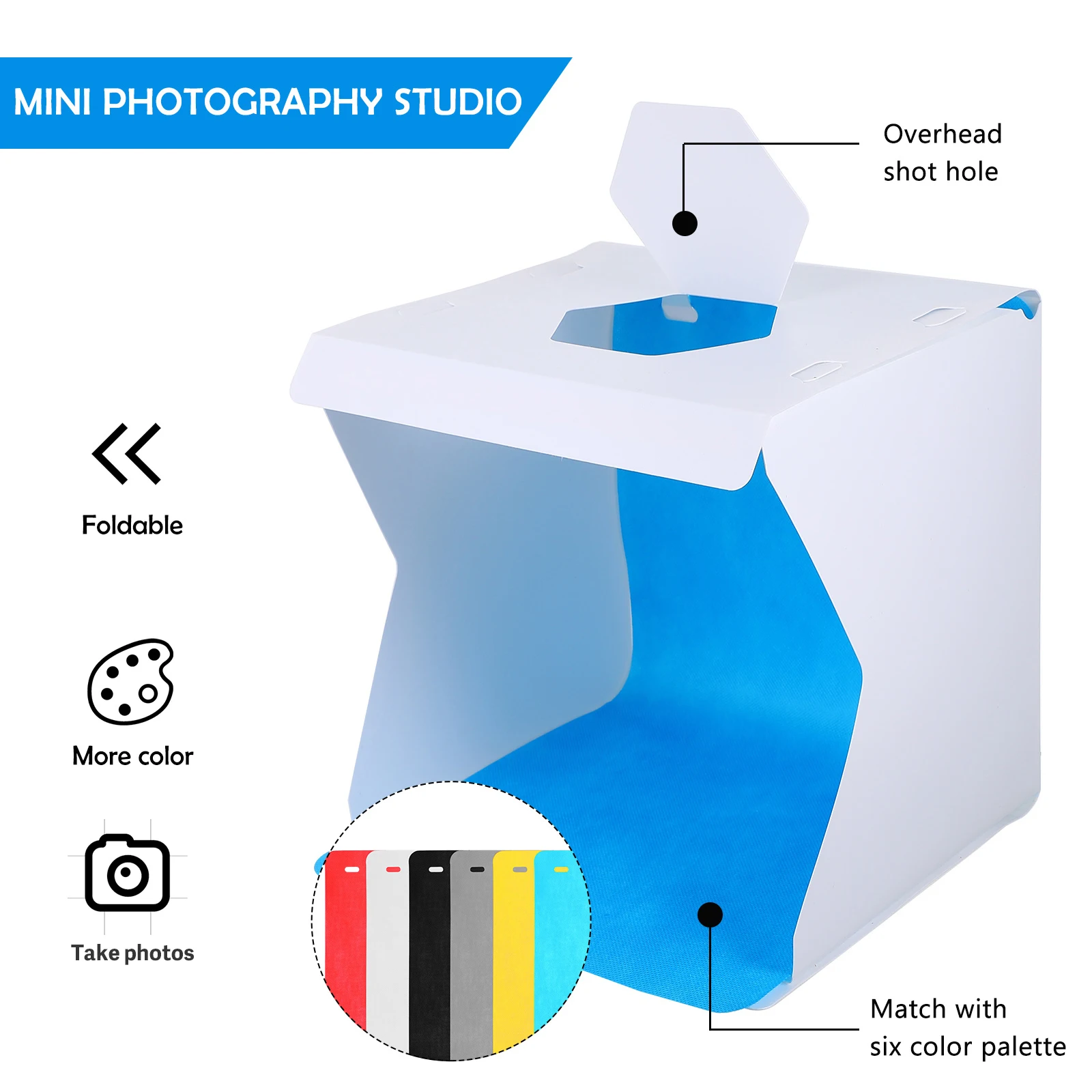 

6pcs LED Mini Photo Booth Photography Tool High CRI Beads Photo Box Folding Light Box USB Powered Folding Tool Kit