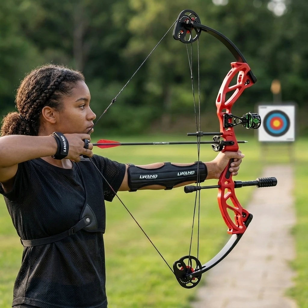 Youth Compound Bow Set, Adjustable 10-30lbs 75% Let Off, 28 Inch Archery Training Kit for Beginners Outdoor Use