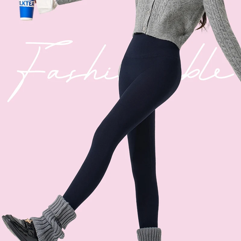 خريف شتاء تمتد الورك رفع لفافة ساق غير مخيطة النساء رشاقته الدافئة تشكيل نحيل طماق عارية يشعر سليم صالح الصوف طماق #6