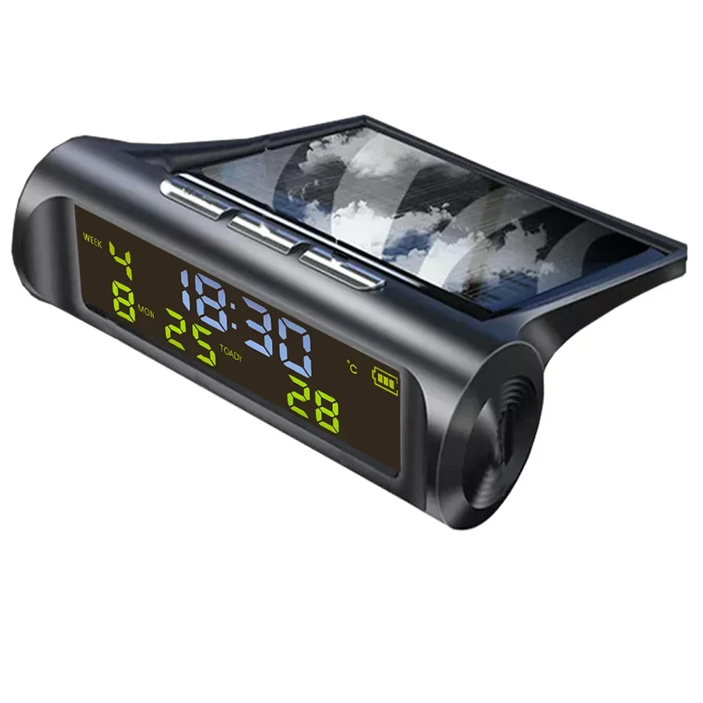 

Car Digital Solar Clock With LCD Time Date In-Car Temperature Display for Outdoor Personal Car Part Decoration