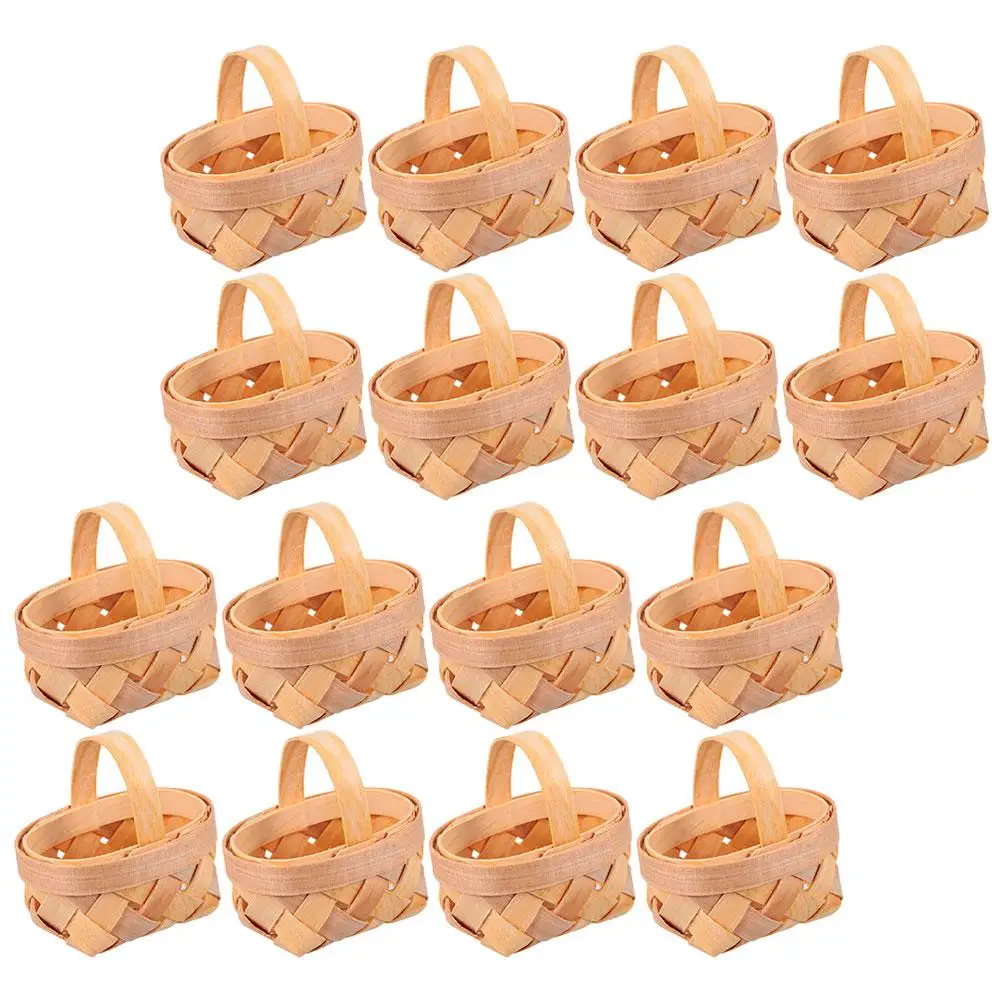 

16 Pcs Wooden Baskets 6 5x5x3 5cm Handwoven Storage Candy Packaging Box Basket Party Favors Candy Box Household