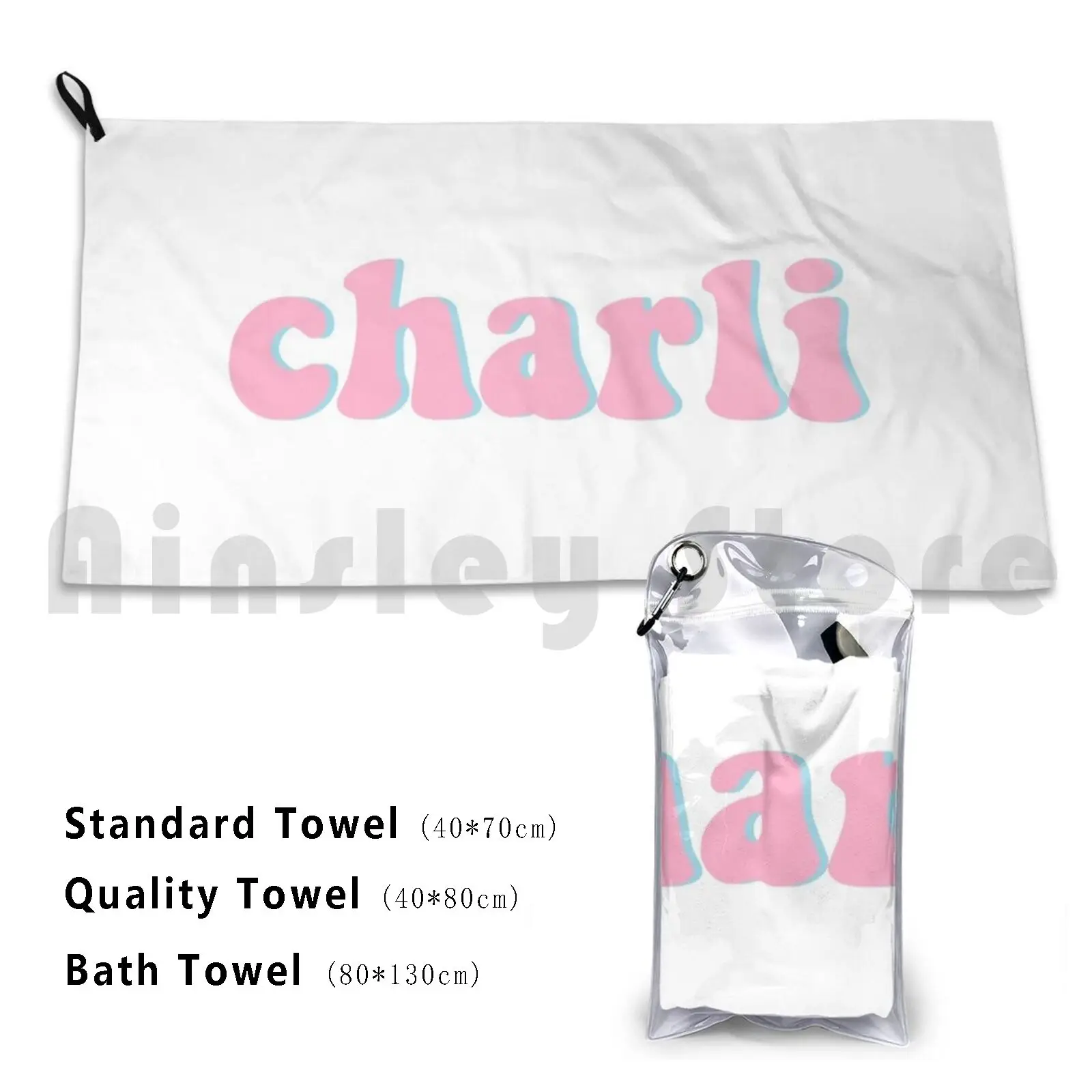 Charli Custom Towel Bath Towel Charli Charli Xcx Charli Damelio Pink Blue Text Name