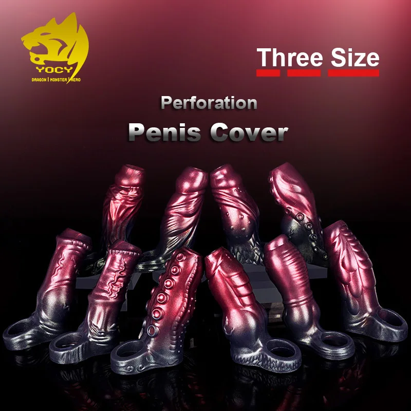 YOCY Silicone Penis Cover Three Size S,M,L Open-ended Animal Dildo Sleeve Penis Texture Massager Sex Toy For Men