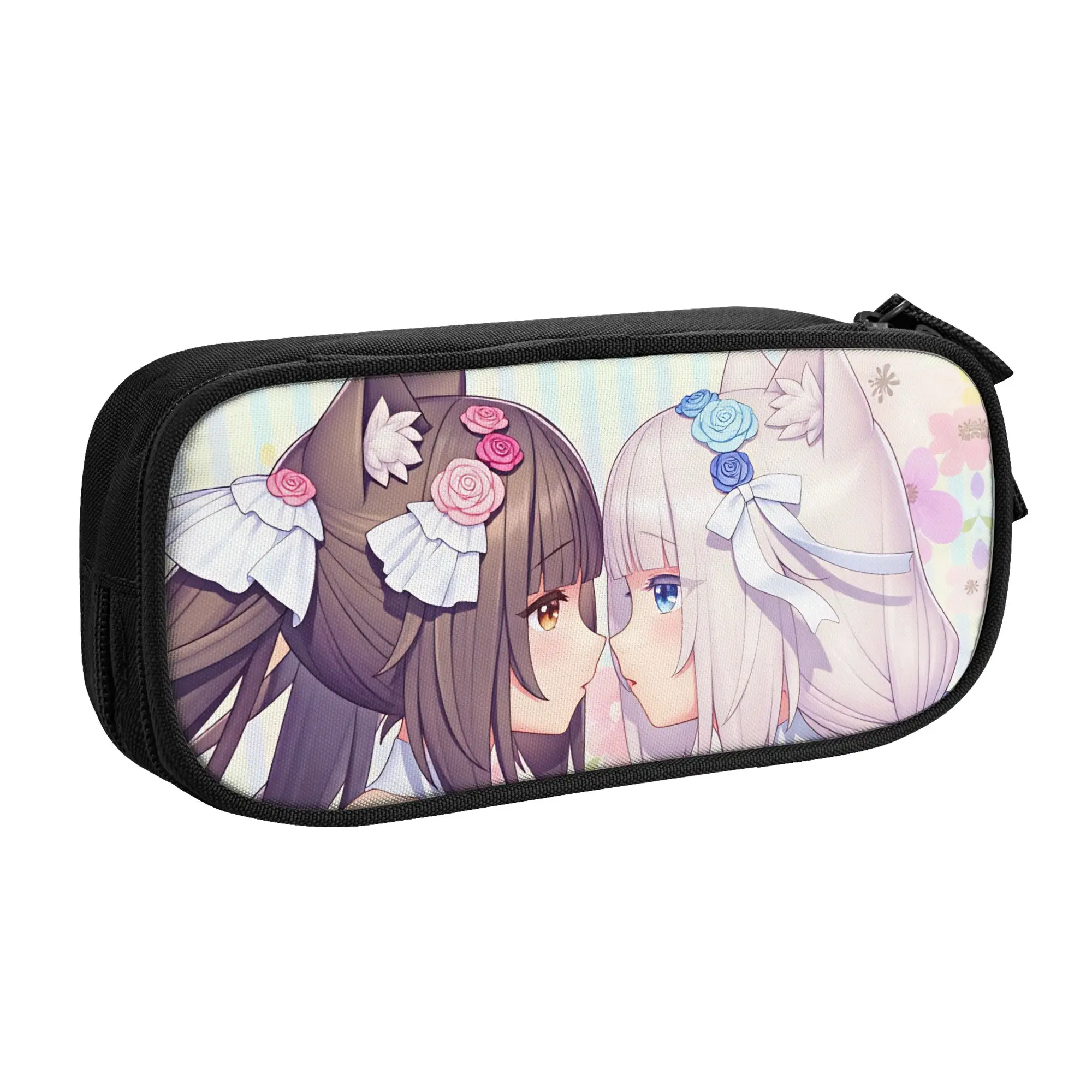 Kawaii Anime N-Nekopara Chocola Vanilla Pencil Cases for Boy Girl Big Capacity Game Pencil Box School Supplies