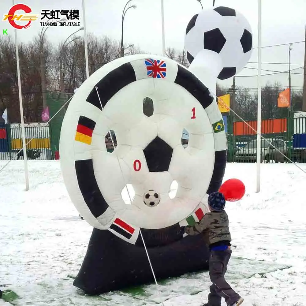 Placa de dardo inflável de futebol, envio rápido, com bandeiras, impressão ao ar livre, tiro de futebol, jogos esportivos