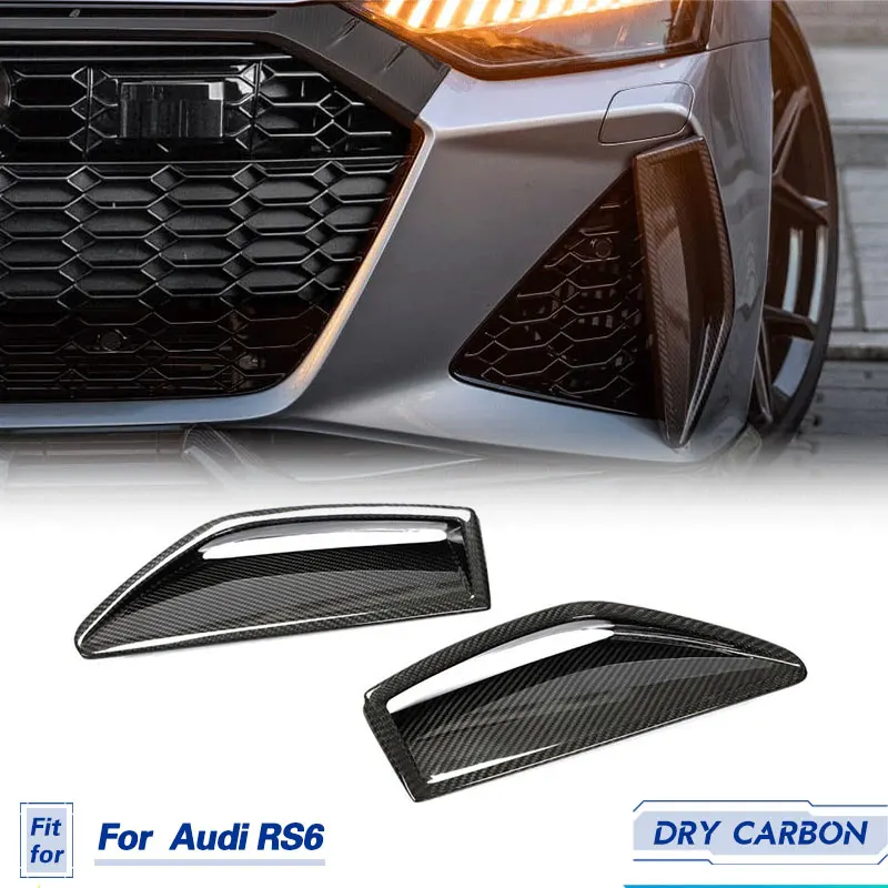 

Car Front Bumper Air Vent Trims Dry Carbon Fiber For Audi RS6 Avant Wagon 4-Door 2019-2021 Racing Front Bumper Scoop Trims