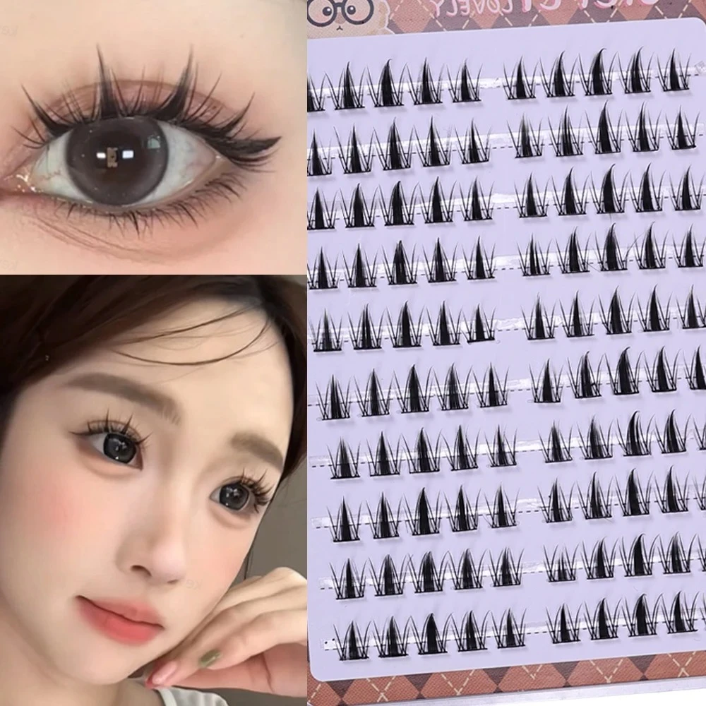 Cils en grappe autocollants DIY, 10 rangées/boîte, style manga sans colle, cils sectionnés pour un look naturel