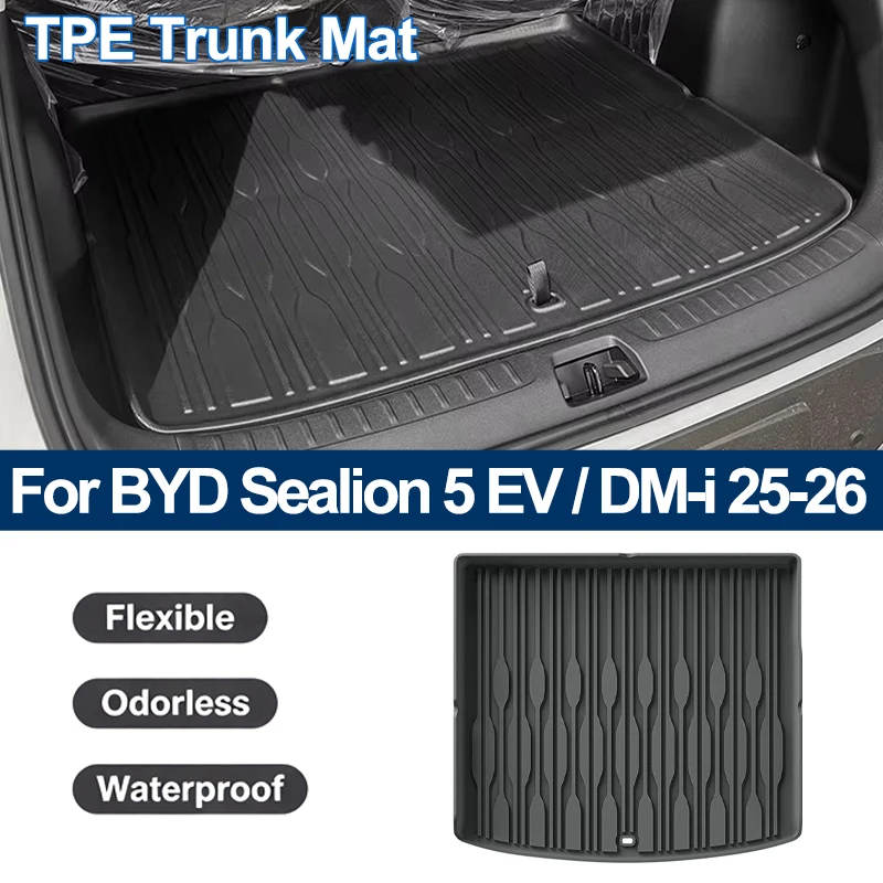 For BYD Sealion 5 EV DM-i LHD 2025-2026 Eco-Friendly TPE Trunk Mat Non-Slip Dustproof Car Cargo Liner Auto Interior Accessories