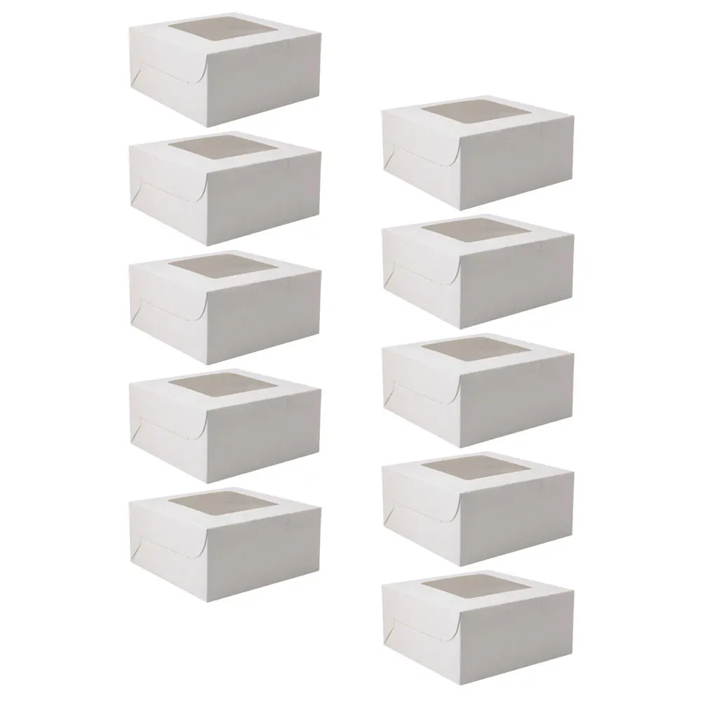 

10 Pcs White Tall Cake Boxes for Baking Display Lightweight Paper Containers Gifts Wedding Birthday Party Storage Case