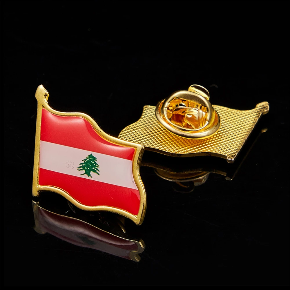 Lebanon Waving National Flag Lapel Pins Patriotism Gold Plated Pins Epoxy Badge Brooch Jewelry & Accessories