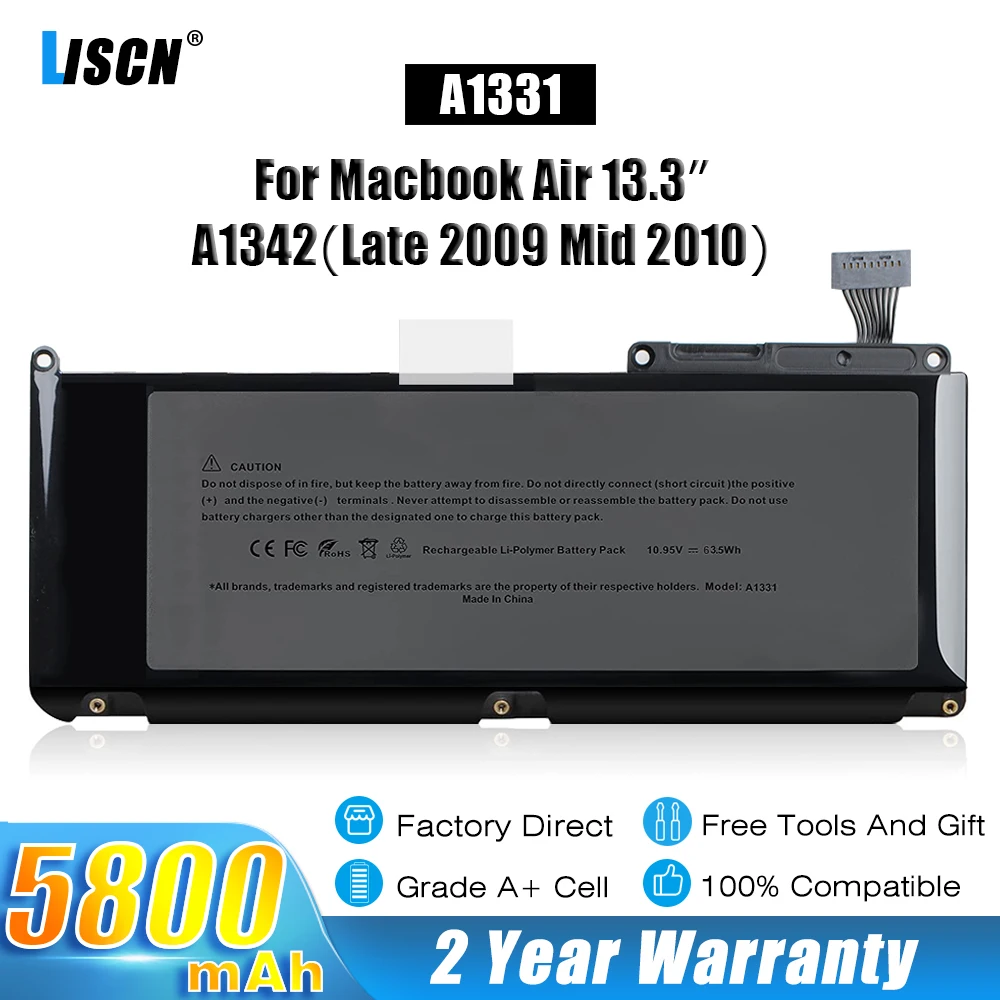 

LISCN A1331 Laptop Battery For Apple MacBook Unibody 13" A1342 (Late 2009 Mid 2010) MC207LL/A MC516LL/A MC233LL/A 020-6809-A