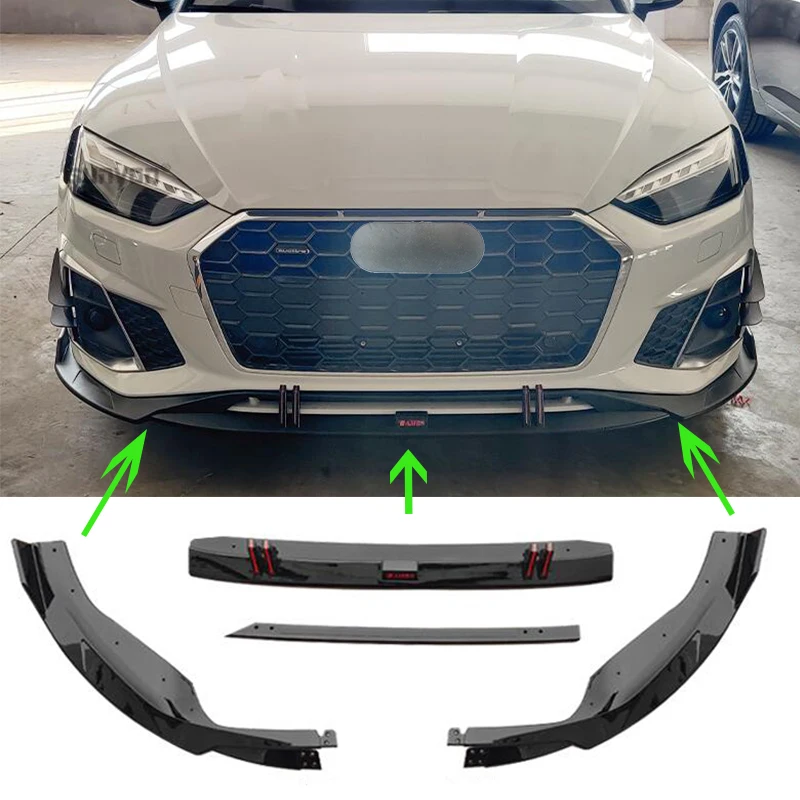 

S5 S-line 2021 2022 Front Bumper Lip Skirt Spoielr Fake Carbon Fiber Splitter Body Kit for Audi