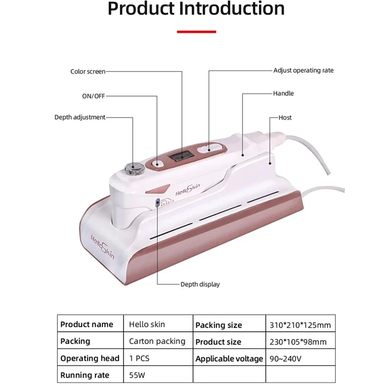 Hifu Focused Beauty Machine Mini Hifu Therapy กระชับผิวหน้ายกกระชับผิวที่ละเอียดอ่อนอุปกรณ์ฟอกสีฟันต่อต้านริ้วรอย Aging