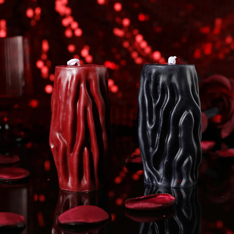 42-degree Low-temperature Wax Art Wave Eternal Cylindrical Candle, Red And Black Sm Ylang-ylang Scented Candle, Birthday
