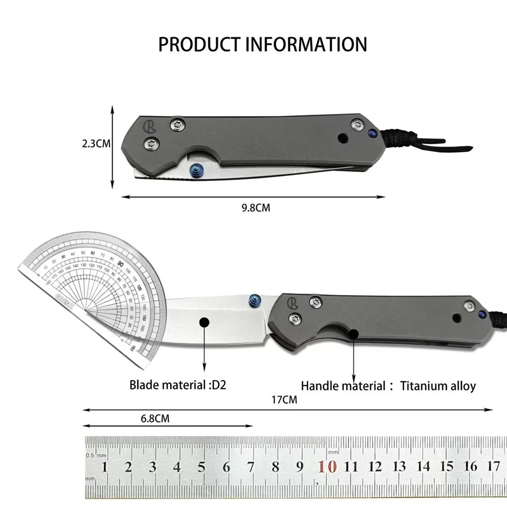 Chris Reeve Folding Pocket Knife D2 Blade Titanium Alloy Handle High Quality Outdoor EDC Survival Hunting Camping Tool