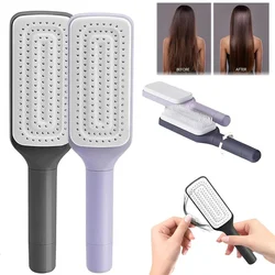 2pcs Rotatable Self Cleaning Hair Brush Anti-Static Hair Brush One-key Cleaning Hair Loss Airbag Scalp Massage Comb Styling Tool