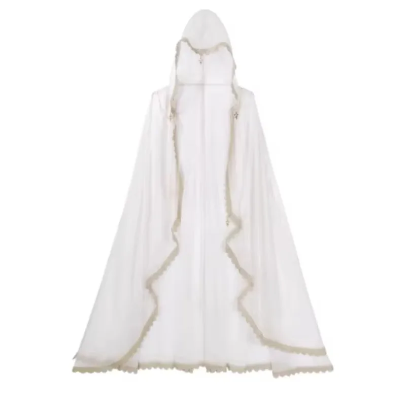 FallenVex Store Original Designer Angle Lolita Vestido Embroidery Fairy Cape White Gothic Flying Sleeve Hooded Long Dress Set