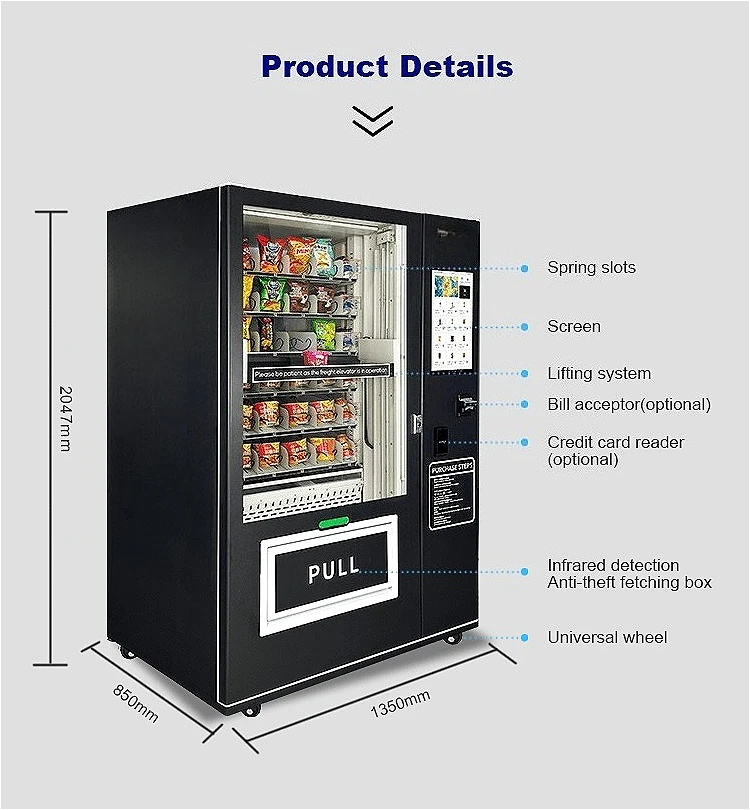 Smart Retail Vending Machine Automatic Snack Drink Dispenser with Digital Display Touchscreen Payment Wholesale Customized