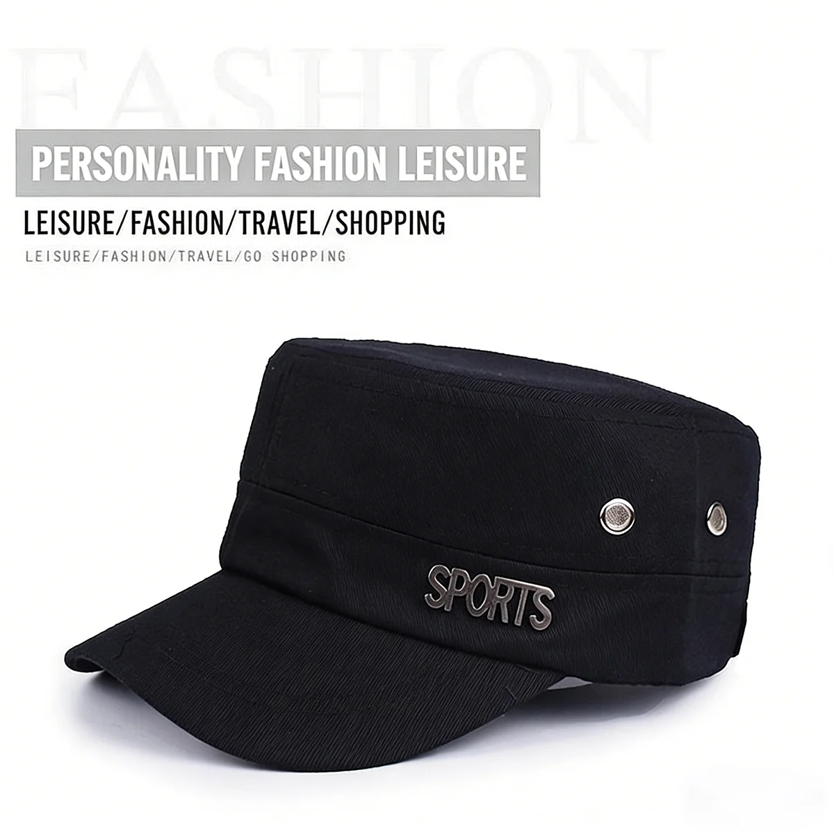 1 Piece Men's Flat Top Hat Solid Color Baseball Cap Outdoor Sun Protection Spring Short Brim Fashion Casual Sun Hat