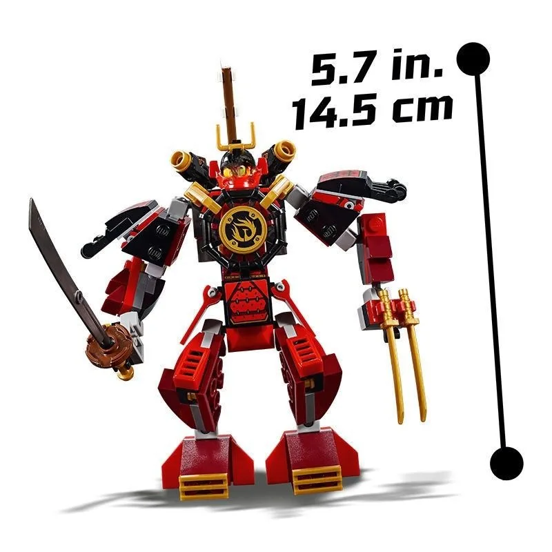 Creative MOC Red Samurai Mecha Super Cool Children's Puzzle Block Toy Assembly Toy Birthday Holiday Gift