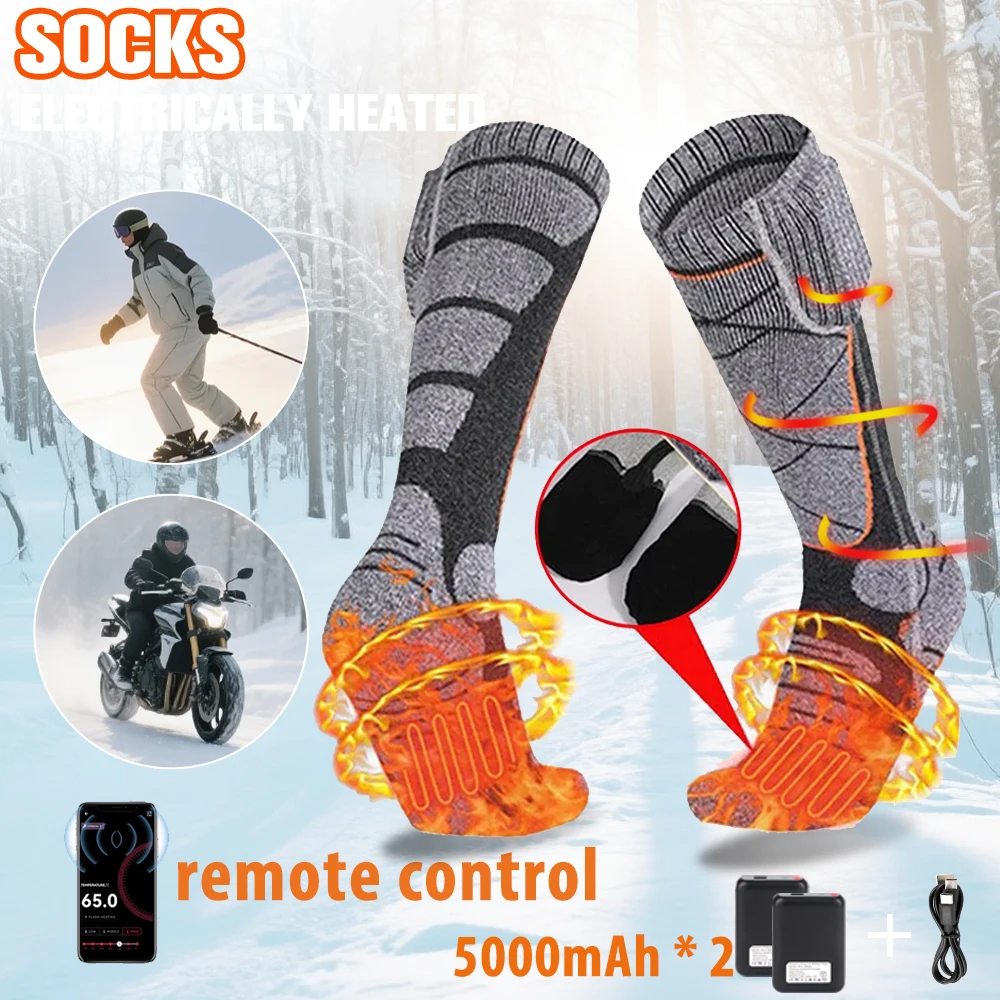 

Winter Heating Socks Thermosocks Thermal Winter Men Women Ski Heated Socks APP Control Rechargeable Heated Warmer Winter Sports