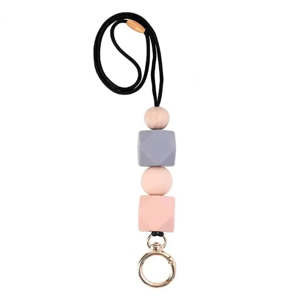 Cordón de cuentas de nailon ajustable con llavero, soporte giratorio para tarjeta de identificación, llavero funcional elegante para el trabajo