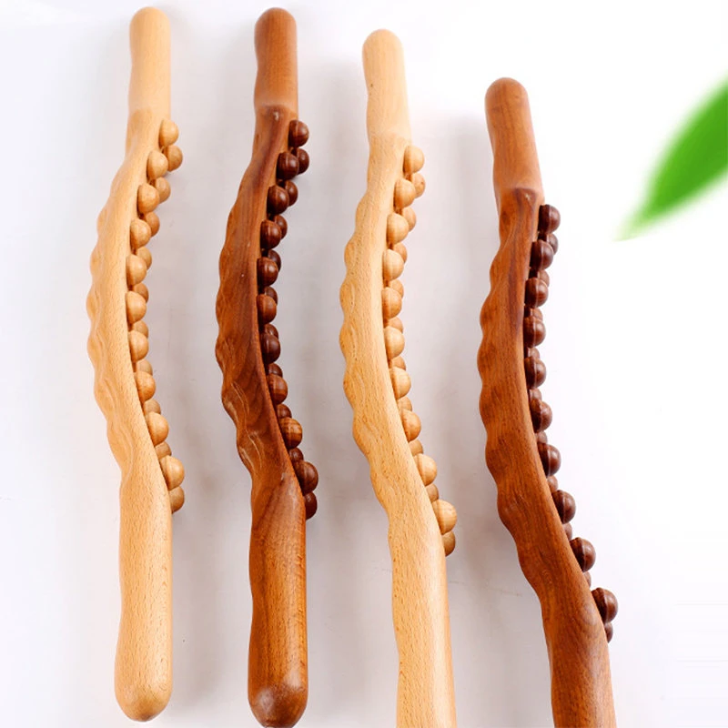 

8/20 Beads Rolling Pin Universal Back Needle Massage Tendons Beech Wood Scraping Stick Point Treatment Guasha Relax Therapy Tool