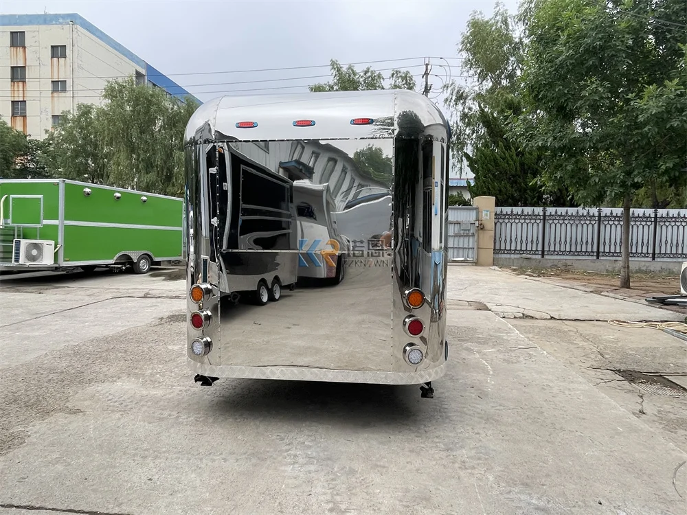 รถเทรลเลอร์รถขายอาหารฮอตดอกร้านกาแฟอุปกรณ์จัดเลี้ยงแบบเต็มตู้ขายอาหาร