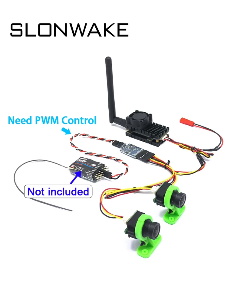 Long Range FPV System 5.8Ghz 2W FPV Wireless VTX Transmitter 2000mW and 3 channel Dual Video camera CMOS 1000TVL for RC Drone