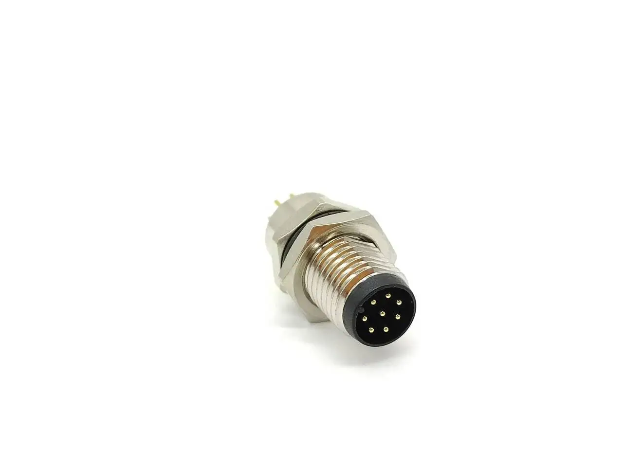 M8 - Conector de enchufe PCB macho de 8 pines con codificación A,soporte frontal,resistente al agua, receptáculos de panel recto