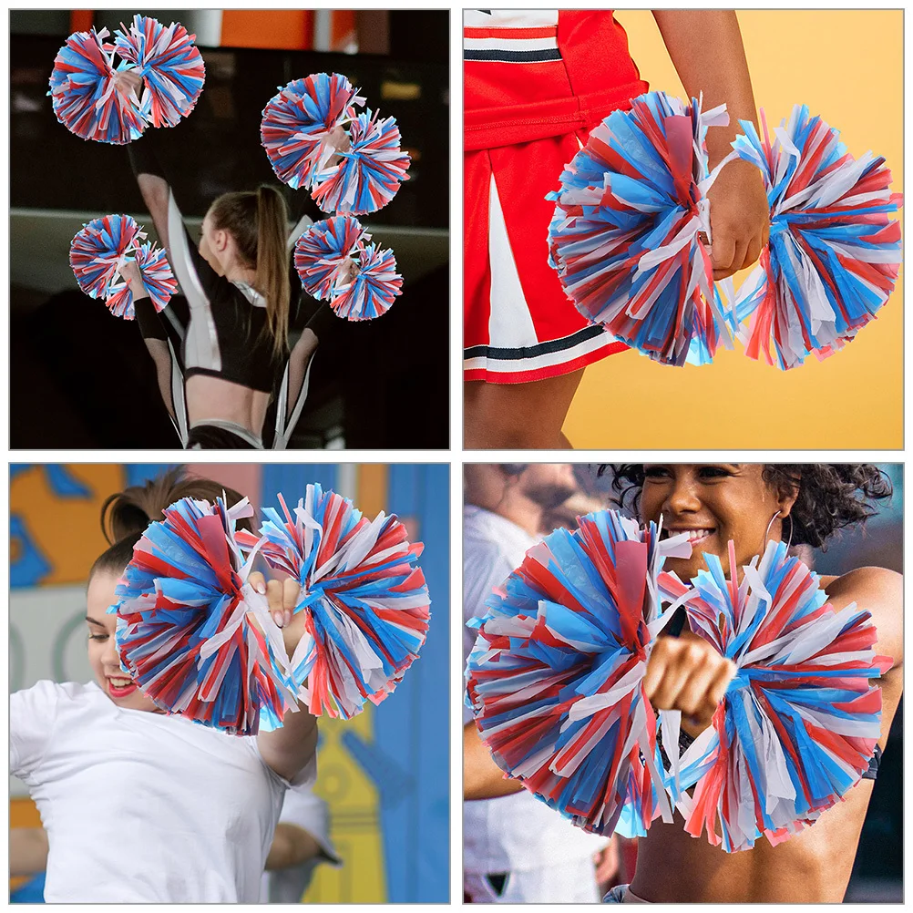 

4Pcs Cheerleading Ball Handle Double-Headed Cheering Pom Poms Bright Metallic Cheerleader Accessories Outdoor Performance Props