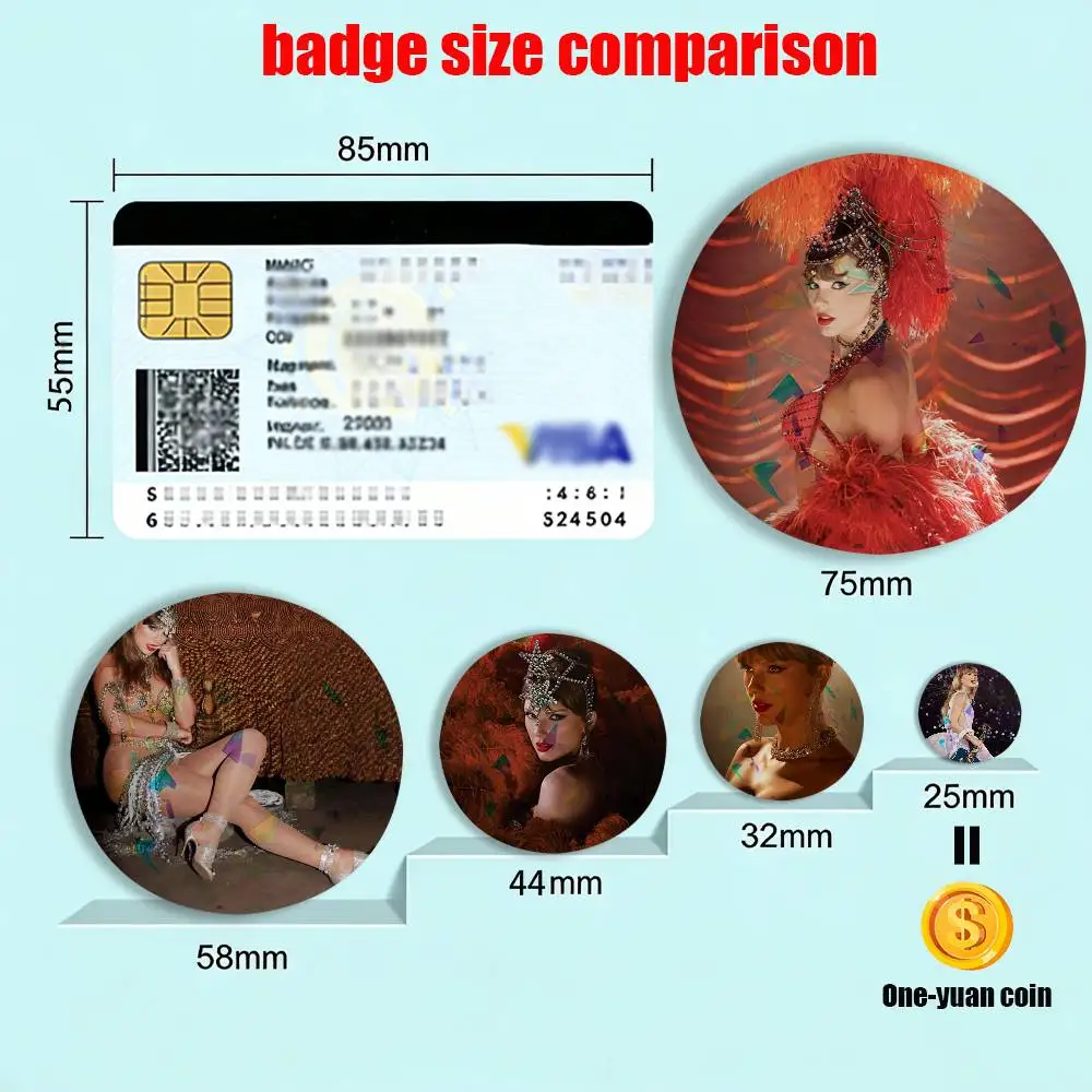 I Destinese di Ophelia W-WoodS Distintivi rotondi riflettenti laser spille borse decorazioni per abbigliamento regali da collezione per gli amici