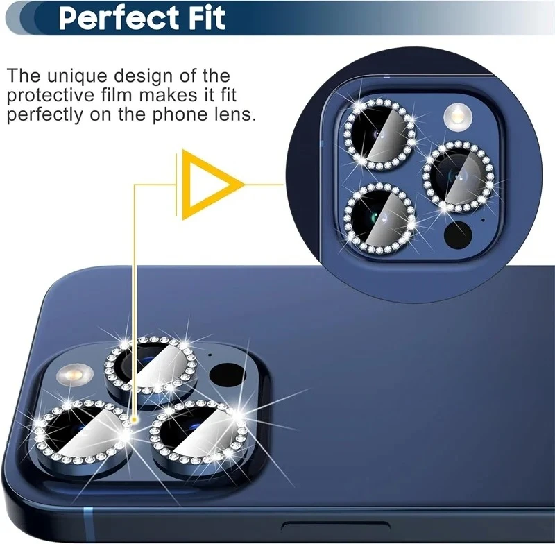 Luxury Bling Diamond Metal Glass Camera Lens Protector