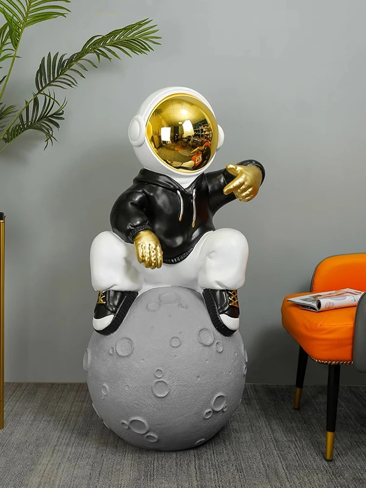 Home Decor 124CM Moon Astronaut Statue Floor Decoration Living Room Large Astronaut Sculpture Art Ornament Store Decor Sculpture
