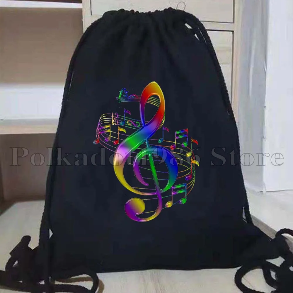 Music Lover Guitar Colorful Floral Treble Clef Music Notes Cute Gifts Drawstring Bags Soccer Backpack Gym Sackpack String Bag