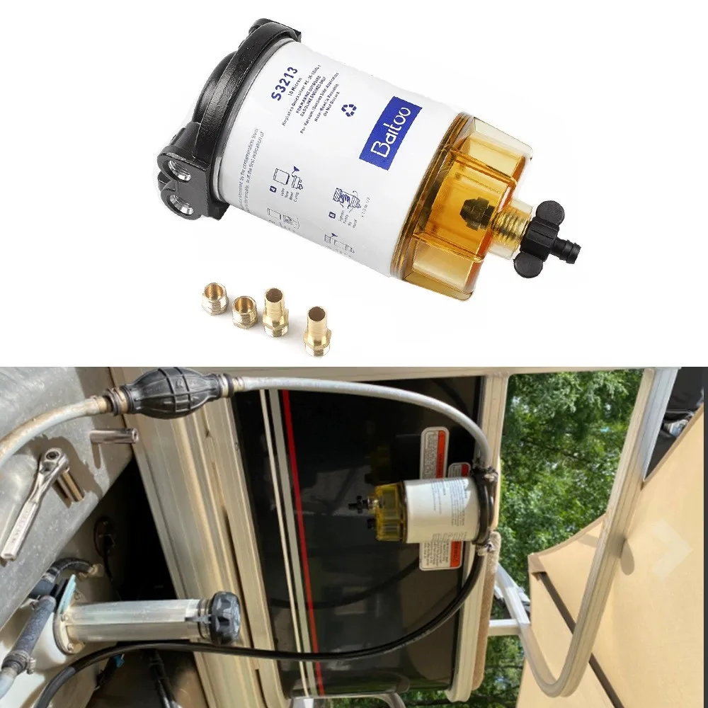 

S3213 Fuel Water Separator Filter, Universal Diesel Fuel Filter Water Separator for Marine Boat & Automotive Car - 2 in 1