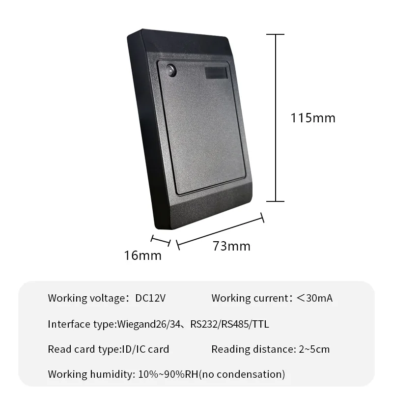 Lector de tarjetas de identificación, dispositivo de montaje en pared RFID, impermeable al aire libre, 125Khz/13,56 Mhz, RS232, RS485, UART, Control de acceso sin contacto