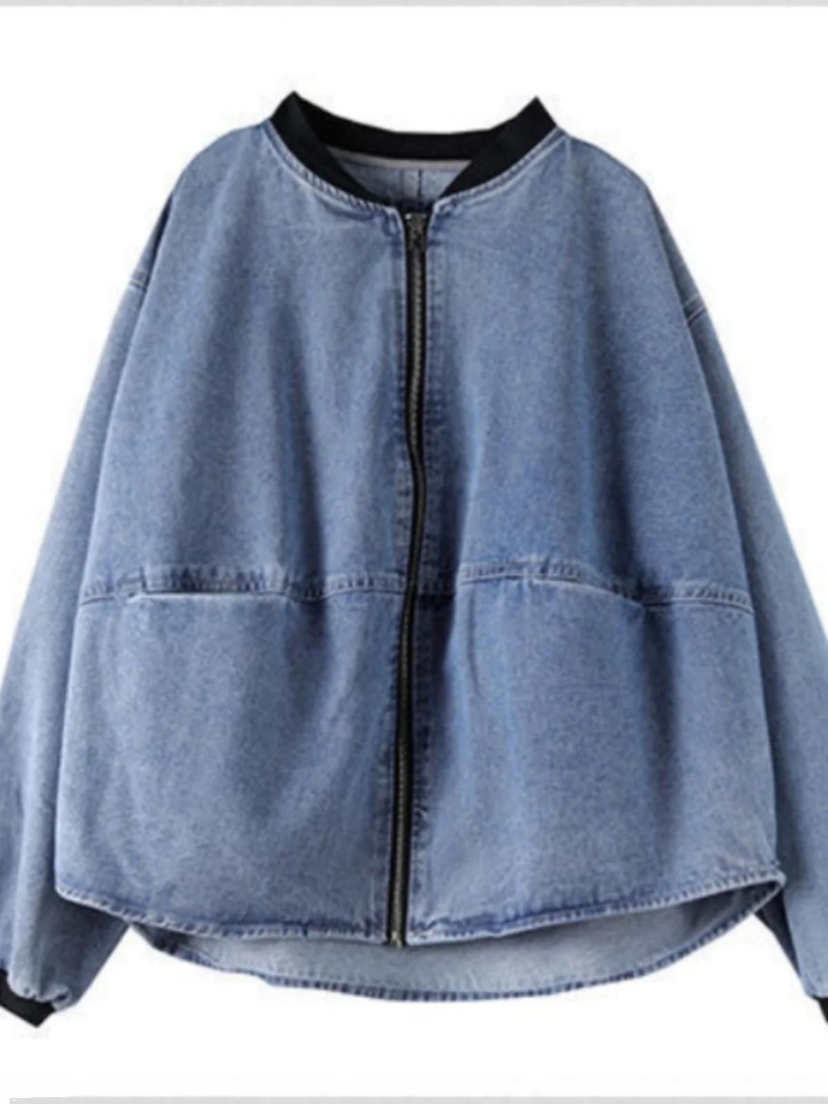 Chaqueta Corta Informal Hoada con Cierre, Cuello Redondo, Manga Larga, Estilo Urbano para Mujer, Mezcla de Aodón y Poliés...