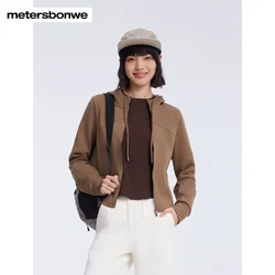 Metersbonwe-Women's Slim-Fit Version At The Waist Hooded Cardigan Elastic Cuff Windproof Thick Hoodie Outdoor Casual Spring