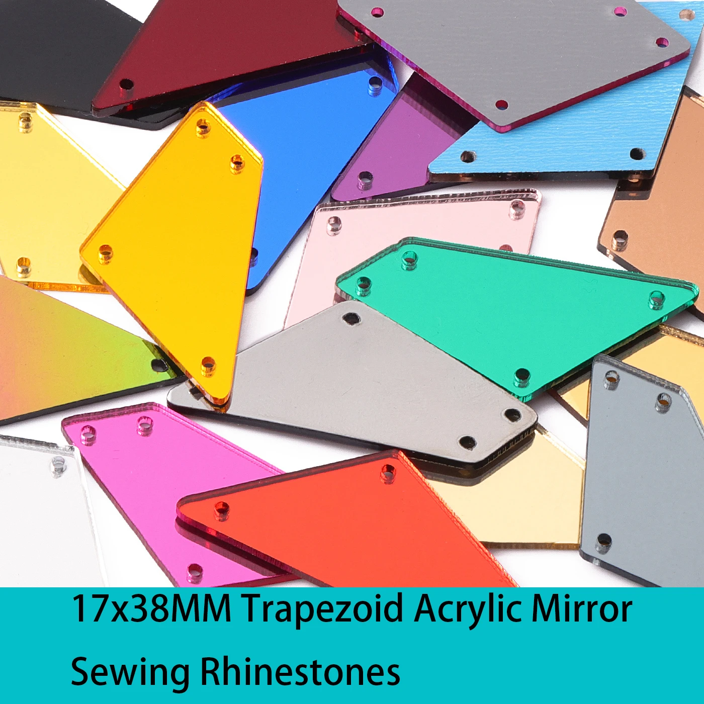 

QIYI 50Pcs Oblique Trapezoid Acrylic Mirror Sewing Rhinestones Sew On Flatback Sewn Stones For DIY Crafts Clothes Garment Dress