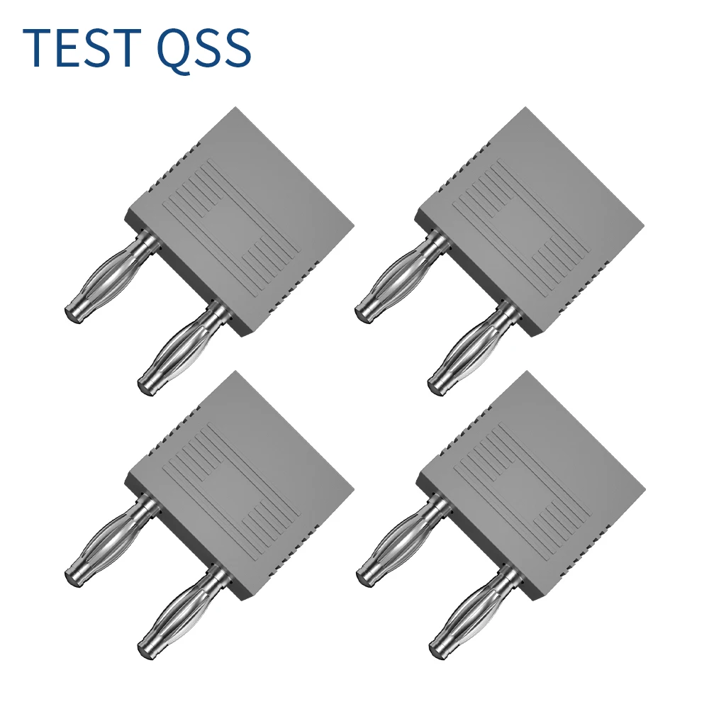 QSS 4PCS 4MM Banana Plug Connector Short Circuit Double Adapter Double Row One Female Divides Two Males Spacing 14MM   Q.20005