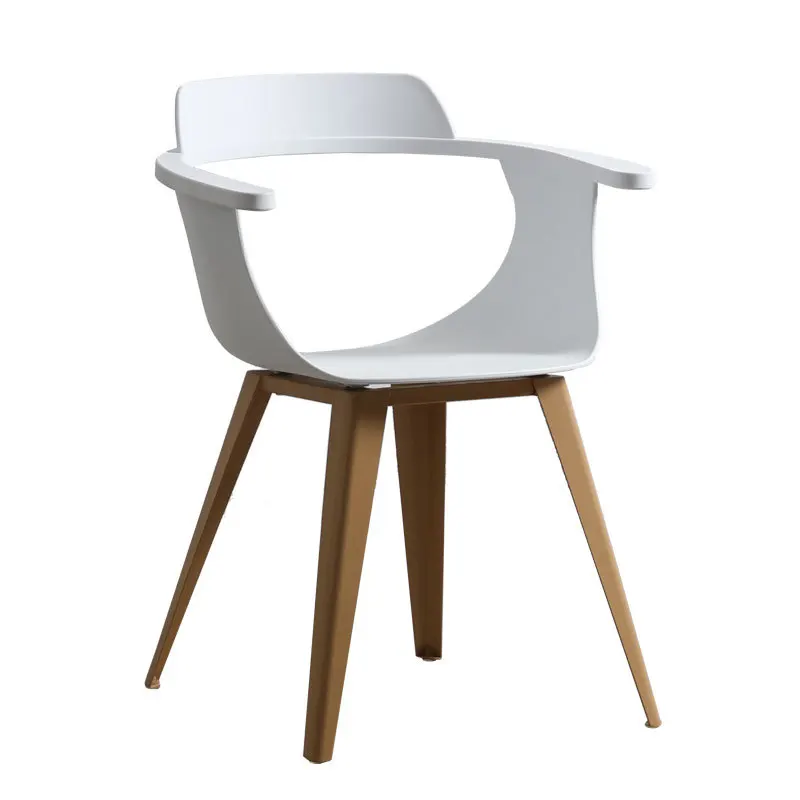Modern and fashionable small apartment chair leisure home, European simple coffee plastic backrest iron tripod dining chair
